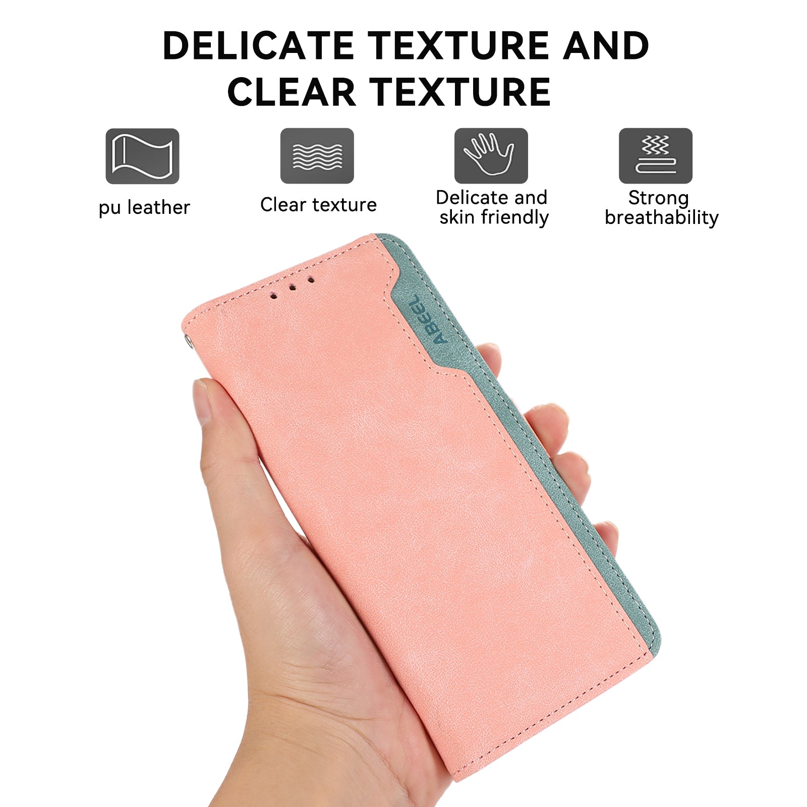 ABEEL For iPhone 15 Pro Max PU Leather Cover RFID Blocking Stand Phone Protective Case ABEEL For iPhone 15 Pro Max PU Leather Cover RFID Blocking Stand Phone Protective Case